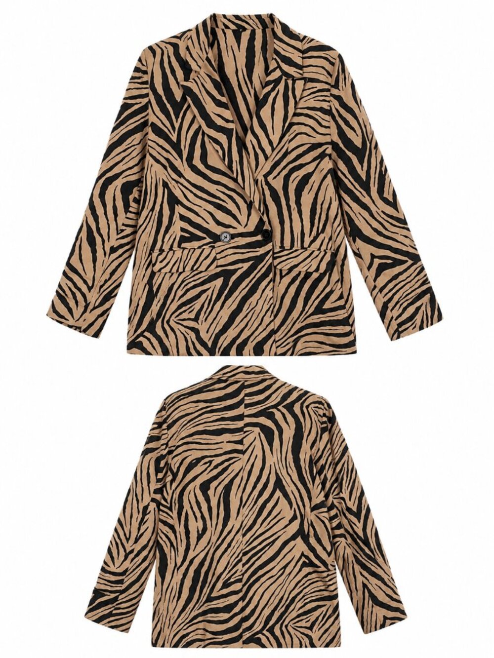 Nasty Gal Zebra Print Blazer – Women’s Size [ M ] – Tan & Black Blazer